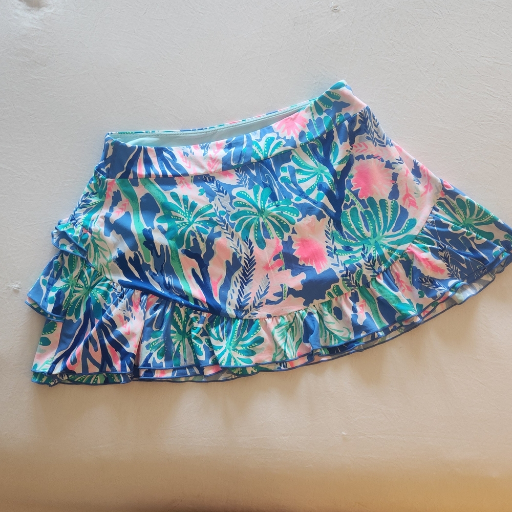Lilly Pulitzer Blue and Pink Tropical Mini Skirt